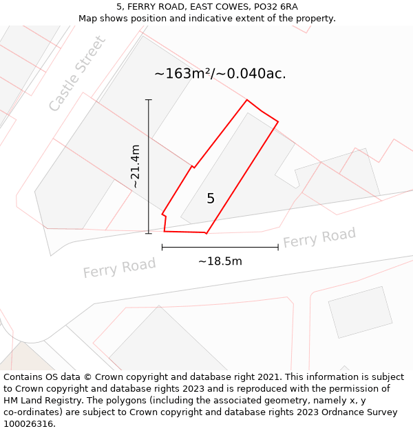 5, FERRY ROAD, EAST COWES, PO32 6RA: Plot and title map