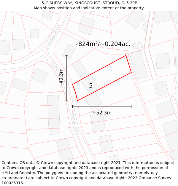 5, FISHERS WAY, KINGSCOURT, STROUD, GL5 3PP: Plot and title map