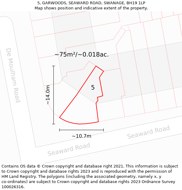 5, GARWOODS, SEAWARD ROAD, SWANAGE, BH19 1LP: Plot and title map