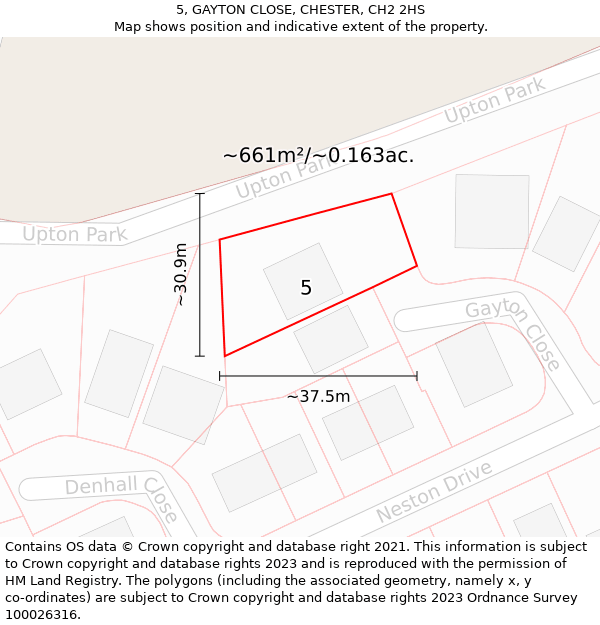 5, GAYTON CLOSE, CHESTER, CH2 2HS: Plot and title map