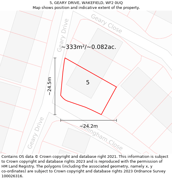 5, GEARY DRIVE, WAKEFIELD, WF2 0UQ: Plot and title map