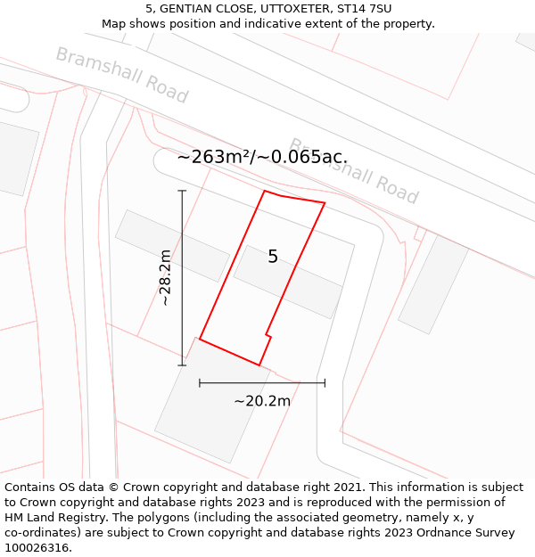 5, GENTIAN CLOSE, UTTOXETER, ST14 7SU: Plot and title map