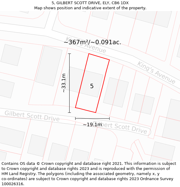5, GILBERT SCOTT DRIVE, ELY, CB6 1DX: Plot and title map