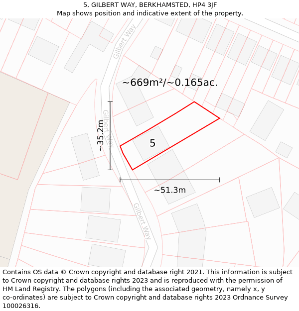 5, GILBERT WAY, BERKHAMSTED, HP4 3JF: Plot and title map