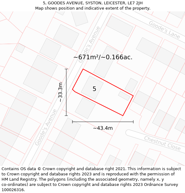 5, GOODES AVENUE, SYSTON, LEICESTER, LE7 2JH: Plot and title map