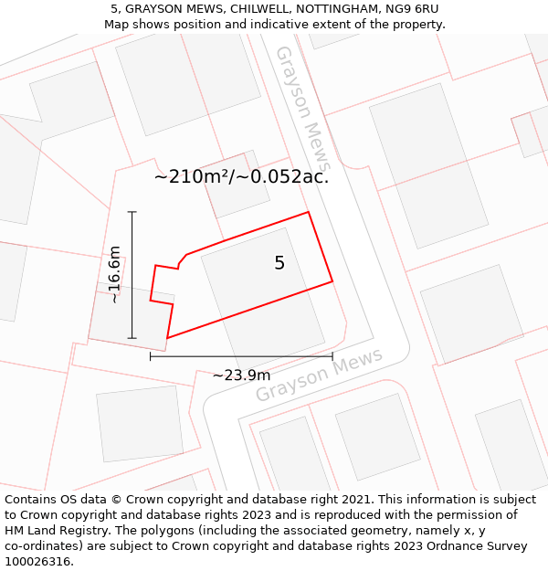 5, GRAYSON MEWS, CHILWELL, NOTTINGHAM, NG9 6RU: Plot and title map