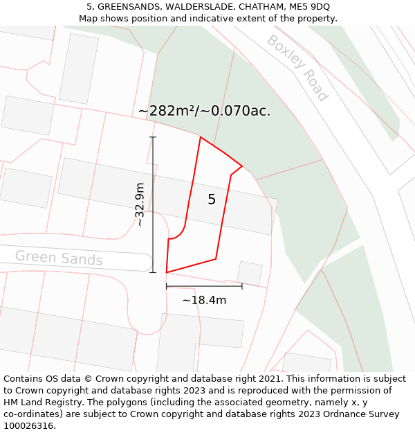 5, GREENSANDS, WALDERSLADE, CHATHAM, ME5 9DQ: Plot and title map