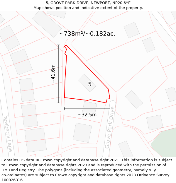 5, GROVE PARK DRIVE, NEWPORT, NP20 6YE: Plot and title map