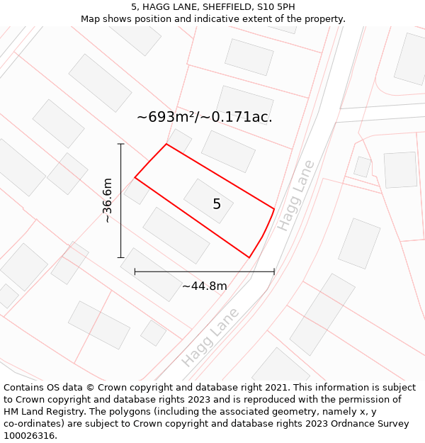 5, HAGG LANE, SHEFFIELD, S10 5PH: Plot and title map