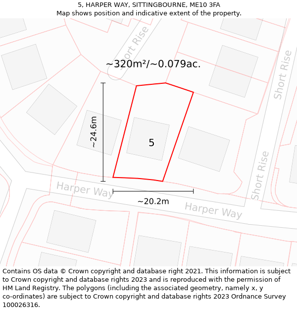 5, HARPER WAY, SITTINGBOURNE, ME10 3FA: Plot and title map