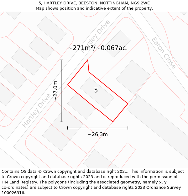 5, HARTLEY DRIVE, BEESTON, NOTTINGHAM, NG9 2WE: Plot and title map