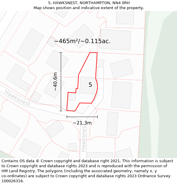 5, HAWKSNEST, NORTHAMPTON, NN4 0RH: Plot and title map