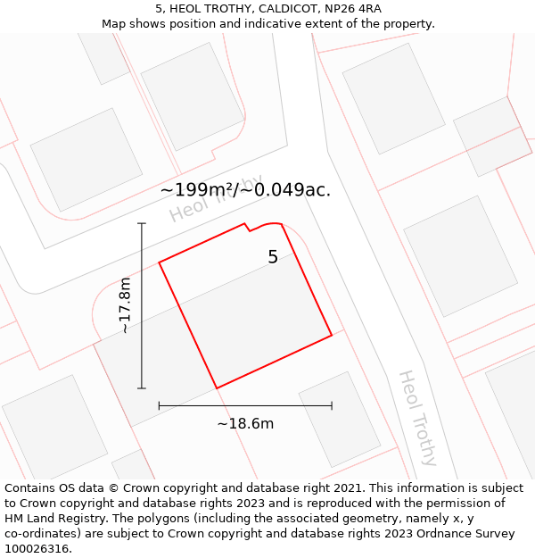 5, HEOL TROTHY, CALDICOT, NP26 4RA: Plot and title map