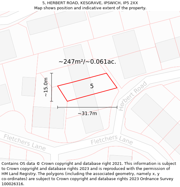 5, HERBERT ROAD, KESGRAVE, IPSWICH, IP5 2XX: Plot and title map