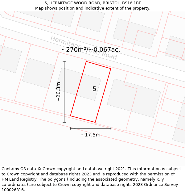5, HERMITAGE WOOD ROAD, BRISTOL, BS16 1BF: Plot and title map