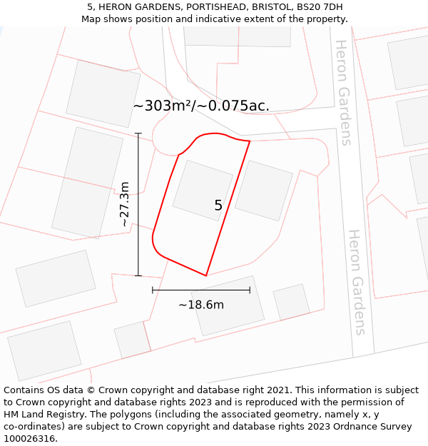 5, HERON GARDENS, PORTISHEAD, BRISTOL, BS20 7DH: Plot and title map
