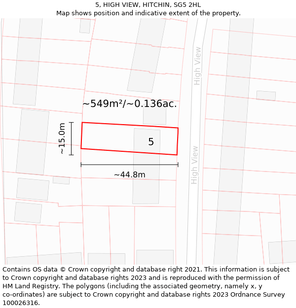 5, HIGH VIEW, HITCHIN, SG5 2HL: Plot and title map