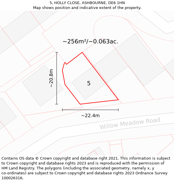 5, HOLLY CLOSE, ASHBOURNE, DE6 1HN: Plot and title map