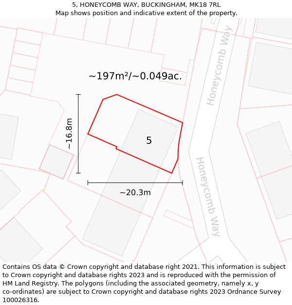 5, HONEYCOMB WAY, BUCKINGHAM, MK18 7RL: Plot and title map