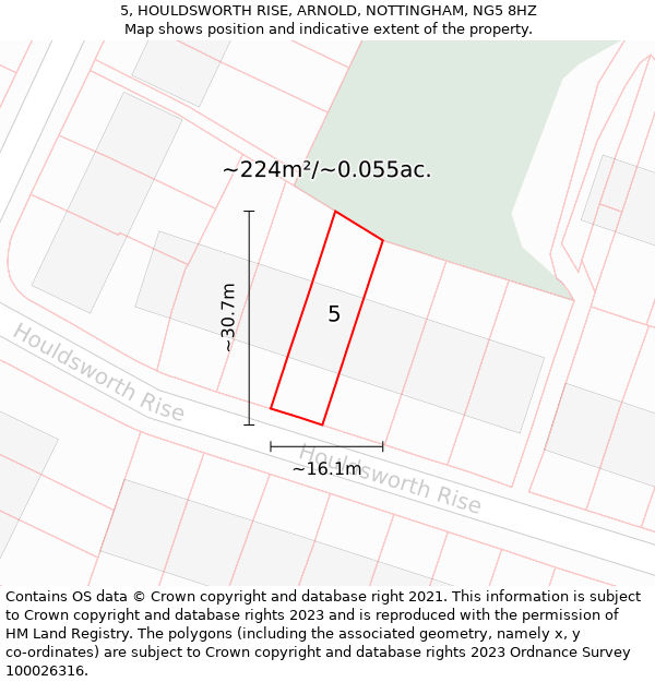 5, HOULDSWORTH RISE, ARNOLD, NOTTINGHAM, NG5 8HZ: Plot and title map