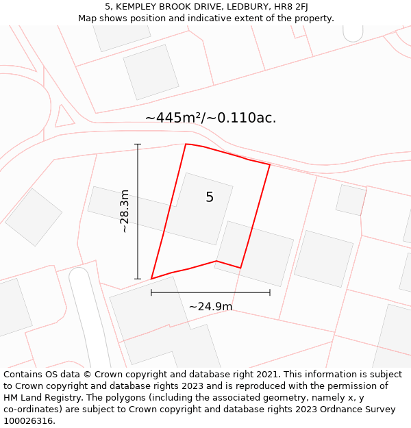 5, KEMPLEY BROOK DRIVE, LEDBURY, HR8 2FJ: Plot and title map