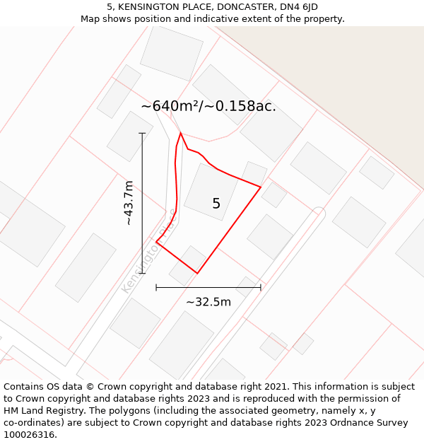 5, KENSINGTON PLACE, DONCASTER, DN4 6JD: Plot and title map