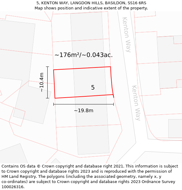 5, KENTON WAY, LANGDON HILLS, BASILDON, SS16 6RS: Plot and title map