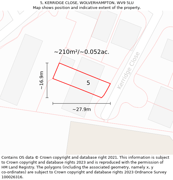 5, KERRIDGE CLOSE, WOLVERHAMPTON, WV9 5LU: Plot and title map