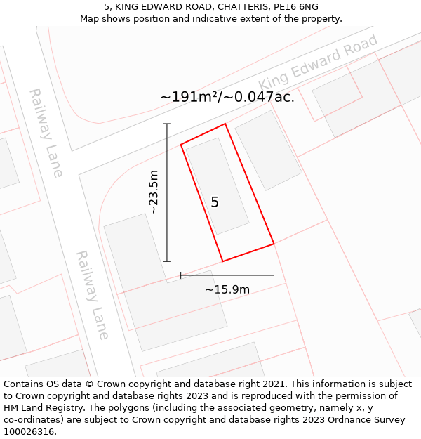 5, KING EDWARD ROAD, CHATTERIS, PE16 6NG: Plot and title map