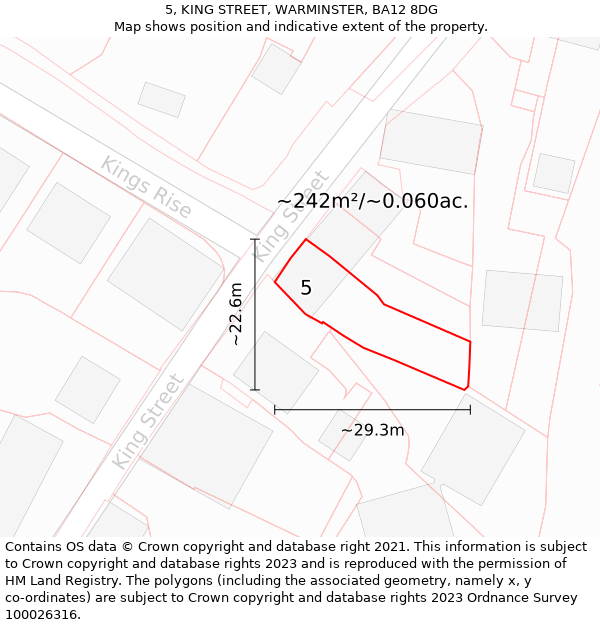 5, KING STREET, WARMINSTER, BA12 8DG: Plot and title map