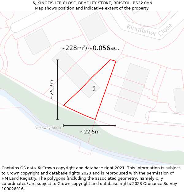 5, KINGFISHER CLOSE, BRADLEY STOKE, BRISTOL, BS32 0AN: Plot and title map