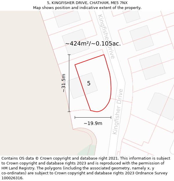 5, KINGFISHER DRIVE, CHATHAM, ME5 7NX: Plot and title map