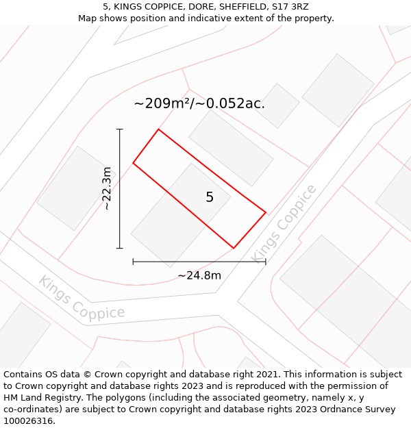 5, KINGS COPPICE, DORE, SHEFFIELD, S17 3RZ: Plot and title map