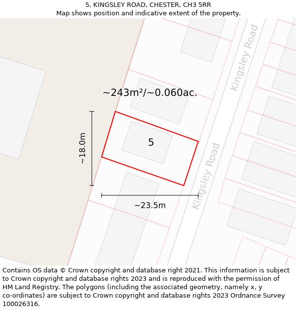 5, KINGSLEY ROAD, CHESTER, CH3 5RR: Plot and title map