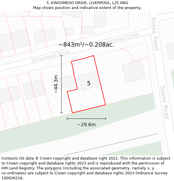 5, KINGSMEAD DRIVE, LIVERPOOL, L25 0NG: Plot and title map