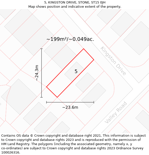 5, KINGSTON DRIVE, STONE, ST15 0JH: Plot and title map