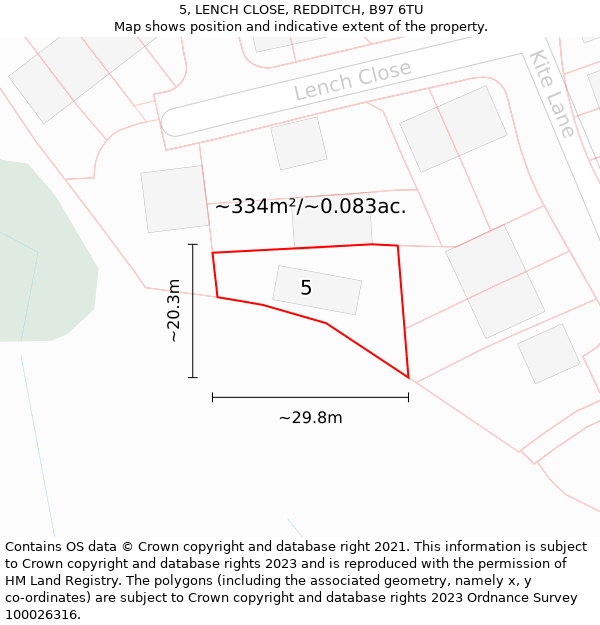 5, LENCH CLOSE, REDDITCH, B97 6TU: Plot and title map