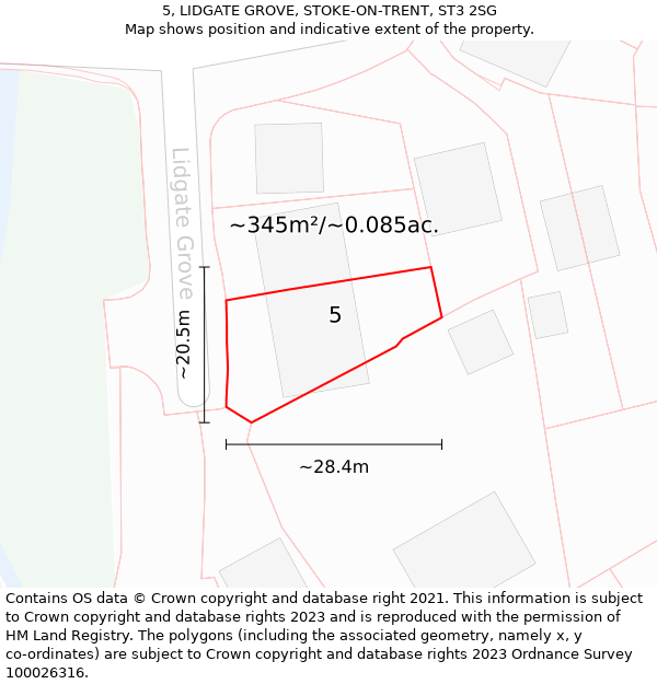 5, LIDGATE GROVE, STOKE-ON-TRENT, ST3 2SG: Plot and title map
