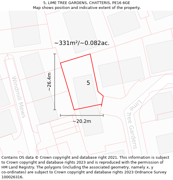 5, LIME TREE GARDENS, CHATTERIS, PE16 6GE: Plot and title map