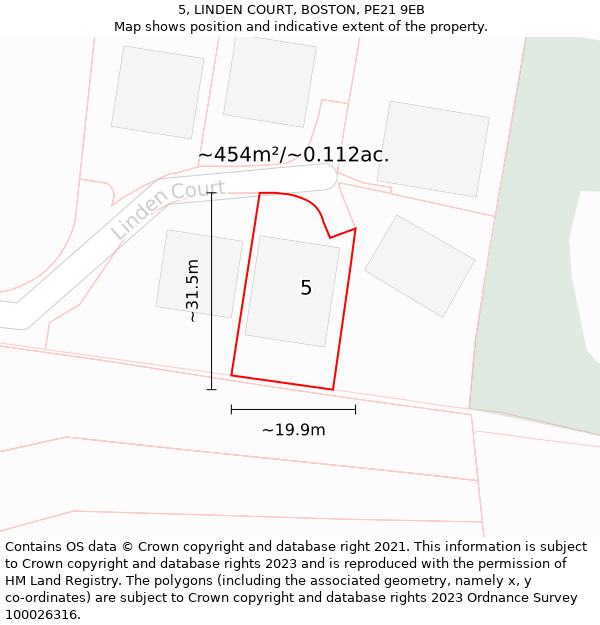 5, LINDEN COURT, BOSTON, PE21 9EB: Plot and title map