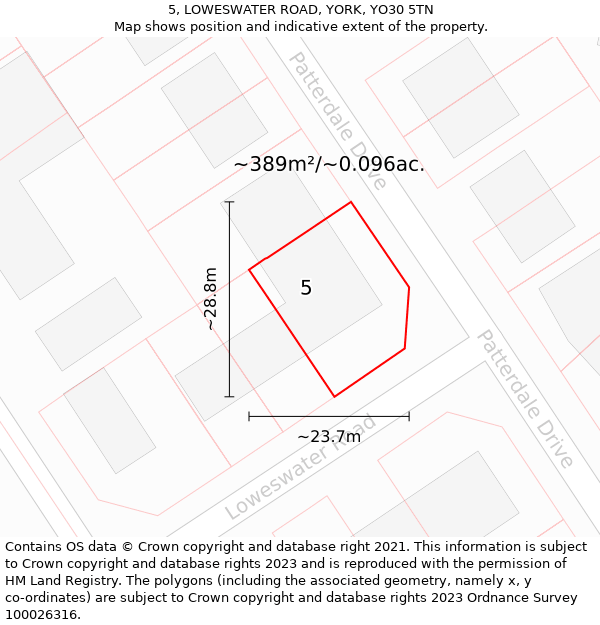5, LOWESWATER ROAD, YORK, YO30 5TN: Plot and title map