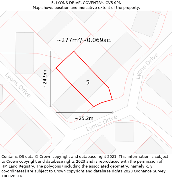 5, LYONS DRIVE, COVENTRY, CV5 9PN: Plot and title map