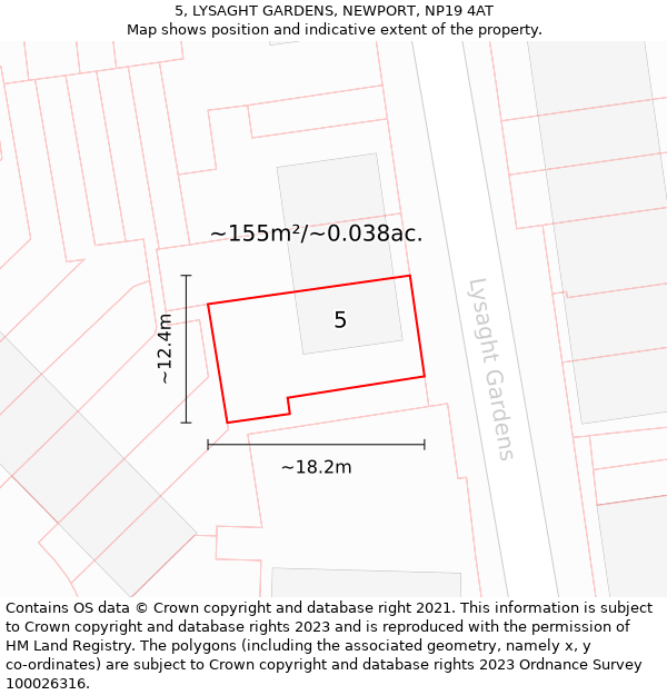 5, LYSAGHT GARDENS, NEWPORT, NP19 4AT: Plot and title map