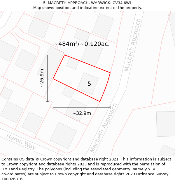 5, MACBETH APPROACH, WARWICK, CV34 6WL: Plot and title map