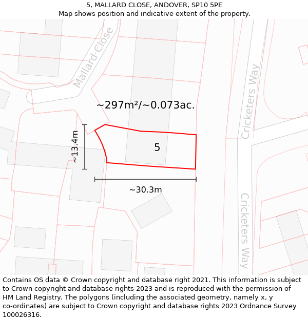 5, MALLARD CLOSE, ANDOVER, SP10 5PE: Plot and title map