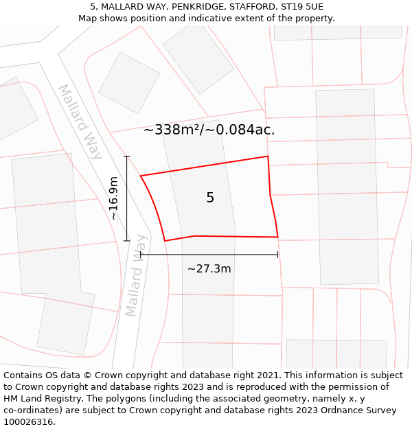 5, MALLARD WAY, PENKRIDGE, STAFFORD, ST19 5UE: Plot and title map