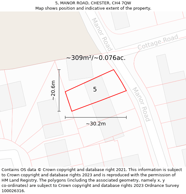 5, MANOR ROAD, CHESTER, CH4 7QW: Plot and title map