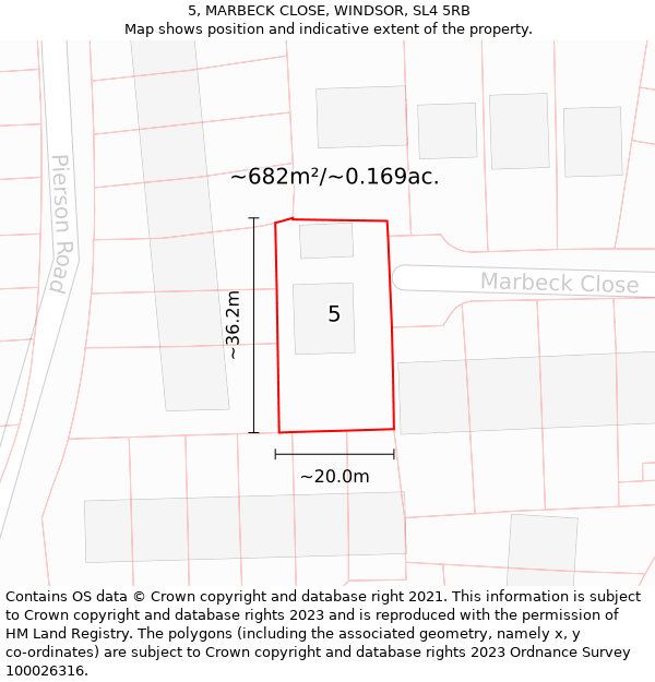 5, MARBECK CLOSE, WINDSOR, SL4 5RB: Plot and title map