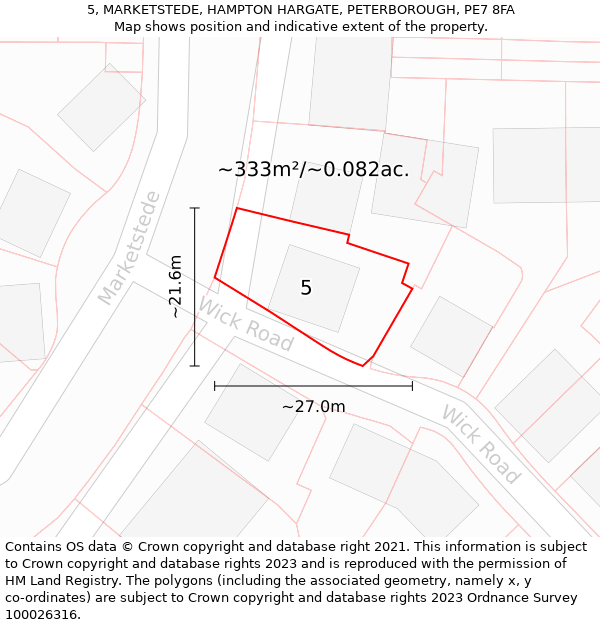 5, MARKETSTEDE, HAMPTON HARGATE, PETERBOROUGH, PE7 8FA: Plot and title map