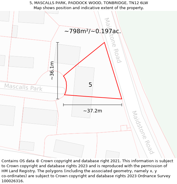 5, MASCALLS PARK, PADDOCK WOOD, TONBRIDGE, TN12 6LW: Plot and title map